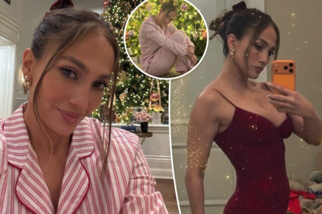 Jennifer Lopez comemora o Natal com brilhos justos e pijamas Jennifer Lopez comemora o Natal com brilhos justos e pijamas festivos
