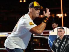 John Cena perde sua última partida na WWE para Gunther ao fazer algo que não fazia há mais de 20 anos John Cena em um ringue de luta livre, vestindo uma camiseta branca e um boné amarelo com “U Can't C Me”.