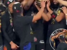 Josh Hart fala sobre o incidente viral de Jalen Brunson: ‘Damn in 4k’ Josh Hart comemorando com sua equipe enquanto segura o troféu do campeonato.