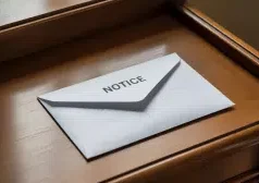 KSA emite notificação ao TOTO Online por violação da lei Uma fotografia em close de uma superfície de mesa de madeira limpa com um único envelope branco colocado no centro. O envelope exibe a palavra