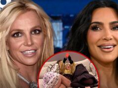 Kim Kardashian compartilha nova selfie de Britney Spears na cama e foto de biquíni britney spears kim kardashian insta getty 1