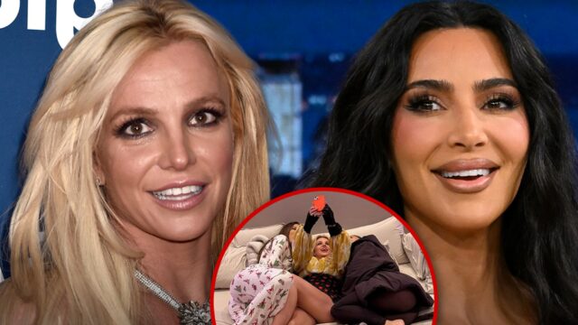 Kim Kardashian compartilha nova selfie de Britney Spears na cama britney spears kim kardashian insta getty 1