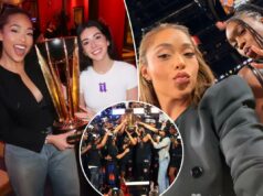 Knicks WAGs comemoram vitória da NBA Cup sobre o Spurs em novas fotos: ‘Os verdadeiros troféus’ Knicks WAGs comemoram vitória da NBA Cup sobre o Spurs em novas fotos: 'Os verdadeiros troféus'