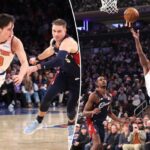 Jalen Brunson (11) arremessa durante a vitória dos Knicks sobre os Cavaliers em 25 de dezembro de 2025.