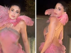Kylie Jenner mostra corpo em vestido de penas sem costas 121825 kylie jenner cal