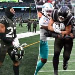 O cornerback dos Jets, Azareye'H Thomas (23), sai de campo depois que o Miami Dolphins derrotou o Jets por 34 a 10 em East Rutherford, NJ.