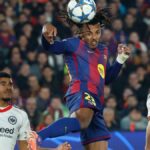 Liga dos Campeões 2025-26: Kounde marca duas vezes na vitória do Barcelona sobre o Frankfurt por 2-1