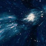 Interstellar lightspeed space travel in hyperspace wormhole portal with stars