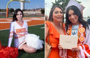 Mãe da líder de torcida morta do Texas A&M discorda da polícia e oferece uma teoria movida a álcool sobre a morte de sua filha Brianna Aguilera com a mãe, Stephanie Rodriguez, em sua formatura.