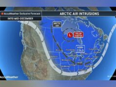 Mapa do vórtice polar mostra estados que serão atingidos por onda tripla de frio Mapa do vórtice polar mostra estados que serão atingidos por onda tripla de frio