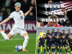 Megan Rapinoe discorda do slogan da campanha do futebol masculino dos EUA na Copa do Mundo Megan Rapinoe discorda do slogan da campanha do futebol masculino dos EUA na Copa do Mundo