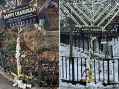 Menorá vandalizada em bairro de Nova York já abalado por repetidos grafites anti-semitas Menorá vandalizada em bairro de Nova York já abalado por repetidos grafites anti-semitas