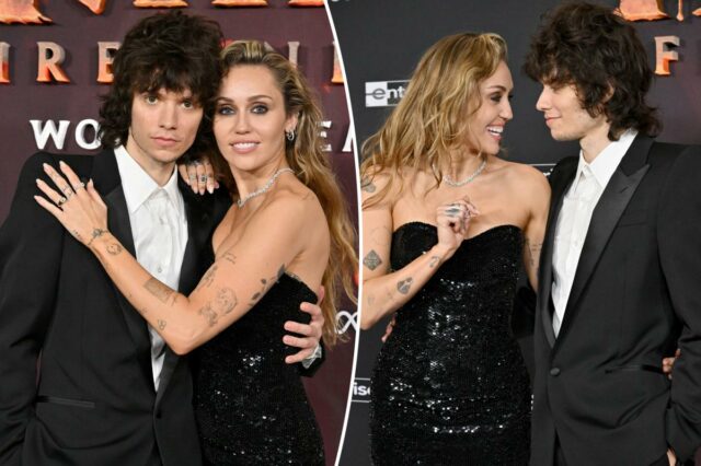 Miley Cyrus espalha rumores de noivado durante noite de encontro no tapete vermelho com Maxx Morando
