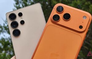 Mudar do Android para o iPhone em breve deixará de ser doloroso Mascote do Android segurando um iPhone com ícones que representam recursos como tela dividida, modo desktop e histórico de notificações.