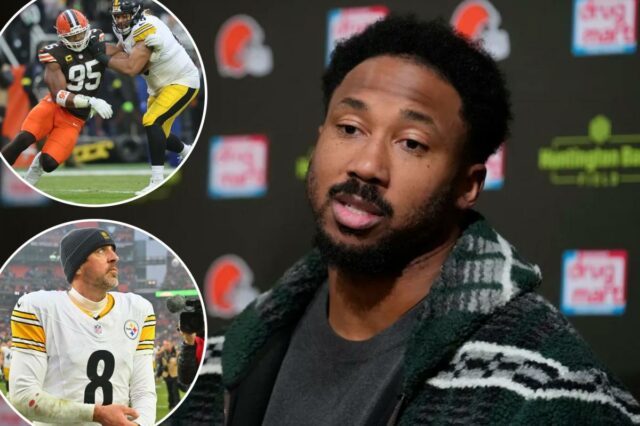 Myles Garrett dá um soco em Aaron Rodgers, Steelers depois de não quebrar o recorde de sack da NFL
