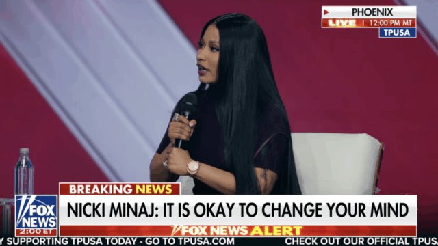 Nicki Minaj se junta a Erika Kirk para perguntas e respostas sobre o Turning Point, reafirmando opiniões anti-trans e pró-Trump e, em uma faux pas, elogiando 'o assassino JD Vance'
