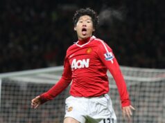 No momento em que Ji-Sung Park colocou o Man Utd na frente do Arsenal, ele se tornou o melhor jogador de grande jogo Ji-sung Park comemora contra o Arsenal
