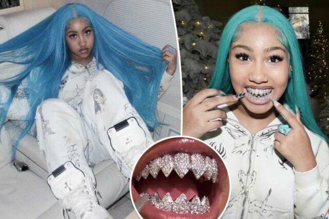 North West mostra suas 'grelhas de tubarão' incrustadas de diamantes e unhas afiadas no novo Instagram
