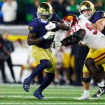 Jeremiyah Love #4 of the Notre Dame Fighting Irish