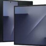 Renderização do produto Samsung Galaxy Z TriFold enquanto desdobrado