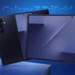 Um Galaxy Z Fold 6 ao lado de um Huawei Mate XT com três dobras