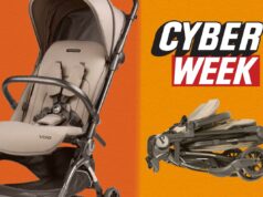 O carrinho de mão de 12 libras que uso para viagens com meu filho tem um desconto de US $ 80 na terça-feira de viagem Carrinho Peg Perego