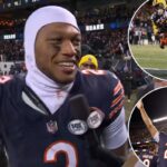 O entusiasmado DJ Moore comemora a manifestação dos Bears sobre os Packers em entrevista à NSFW TV