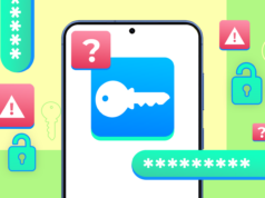 O gerenciador de senhas do Android sobre o qual ninguém fala realmente vence os gigantes Logotipo do Proton Pass cercado por chaves digitais coloridas e símbolos de senha, e o Google Password Manager riscado.