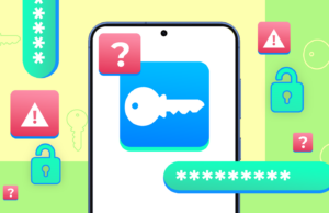 O gerenciador de senhas do Android sobre o qual ninguém fala realmente vence os gigantes Logotipo do Proton Pass cercado por chaves digitais coloridas e símbolos de senha, e o Google Password Manager riscado.