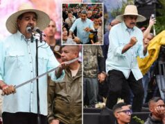 O líder venezuelano Nicolás Maduro canta, dança e ameaça ‘quebrar os dentes’ do ‘império norte-americano’ O líder venezuelano Nicolás Maduro canta, dança e ameaça ‘quebrar os dentes’ do ‘império norte-americano’