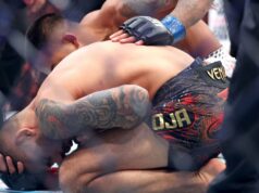 O lutador do UFC Alexandre Pantoja sofre uma lesão grotesca no cotovelo no início da partida GettyImages-2243138155 Lesão no tornozelo de Cam Skattebo