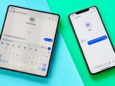 O melhor aplicativo Android é aquele que nunca uso Algumas recomendações de séries com um botão de reset acima mostrando uma mulher enviando mensagens em seu telefone com o RCS ativado e o logotipo do Mensagens do Google em segundo plano.