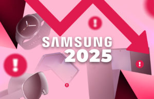 O problema da Samsung em 2025 não foi a inovação – foi a hesitação Dois rumores de telefones Samsung Galaxy S26 flutuando contra um fundo azul, cercados por manchetes de vazamento borradas e ícones de ‘X’ vermelhos.