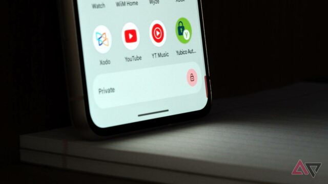 O recurso App Lock nativo do Android pode chegar no Uma tela do telefone mostrando o espaço privado desbloqueado