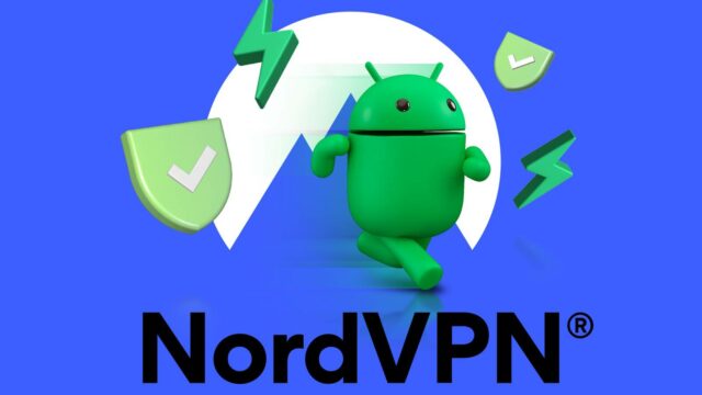 O truque oculto do NordVPN que a maioria dos usuários Uma mulher usando seu telefone enquanto anéis azuis brilhantes a envolvem, com um ícone NordVPN flutuando acima do dispositivo.
