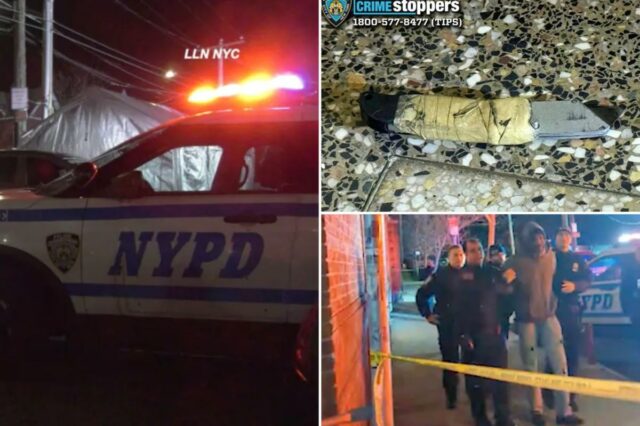 Pai do maluco armado com lâmina morto a tiros por policiais da polícia de Nova York retorna à vizinhança - ainda furioso
