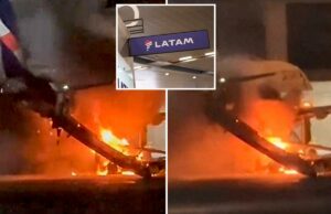 Passageiros em pânico escapam de avião após incêndio em aeroporto no Brasil envolver jato em fumaça Um avião da Latam Airlines foi engolido por fogo e fumaça na pista do Aeroporto Internacional de Guarulhos, em São Paulo, Brasil.