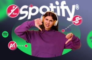 Percebi que só quero uma coisa do Spotify Wrapped e não preciso do Spotify para isso Logotipo do Spotify usando fones de ouvido pretos, cercado por ícones flutuantes de notas musicais verdes em um fundo gradiente.