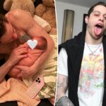 Pete Davidson mostra jornada de remoção de tatuagem em foto sem camisa com filha recém-nascida