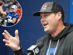 Philip Rivers fica emocionado porque os ‘jogos bônus’ com os Colts podem acabar com a equipe eliminada O quarterback do Indianapolis Colts, Philip Rivers, fala durante uma entrevista coletiva após um jogo de futebol americano da NFL contra o Jacksonville Jaguars no domingo, 28 de dezembro de 2025.