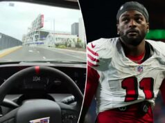 Policiais analisando o vídeo de Brandon Aiyuk dirigindo a mais de 160 km / h perto do estádio 49ers Brandon Aiyuk mostra-se dirigindo a 160 km/h perto do estádio dos 49ers.