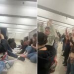 Estudantes Brown se escondendo de um atirador em uma biblioteca universitária.