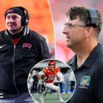 O quarterback do UNLV, Anthony Colandrea (10), corre para um touchdown.