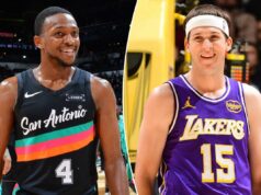 Previsão do Lakers x Spurs: probabilidades das quartas de final da Copa da NBA, escolhas, melhor aposta LeBron James, do Los Angeles Lakers, passando a bola contra o Philadelphia 76ers.