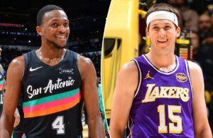 Previsão do Lakers x Spurs: probabilidades das quartas de final da Copa da NBA, escolhas, melhor aposta LeBron James, do Los Angeles Lakers, passando a bola contra o Philadelphia 76ers.