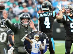 Previsões da semana 17 da NFL, melhores apostas: escolhas contra o spread para cada jogo O quarterback do New York Jets, Brady Cook #4, lança um passe durante o terceiro quarto.