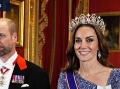 Princesa de Gales escolhe tiara com história de amor para banquete oficial O Príncipe e a Princesa de Gales partem após receberem o presidente alemão e sua esposa no Castelo de Windsor.