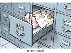 Principais desenhos animados de um ano terrível: edição de arquivos Epstein Desenho animado de Clay Jones