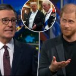 Príncipe Harry ataca Trump, incitando vaias durante esquete estranho no 'Late Show' com Stephen Colbert