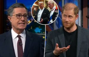 Príncipe Harry ataca Trump, incitando vaias durante esquete estranho no ‘Late Show’ com Stephen Colbert Príncipe Harry ataca Trump, incitando vaias durante esquete estranho no 'Late Show' com Stephen Colbert